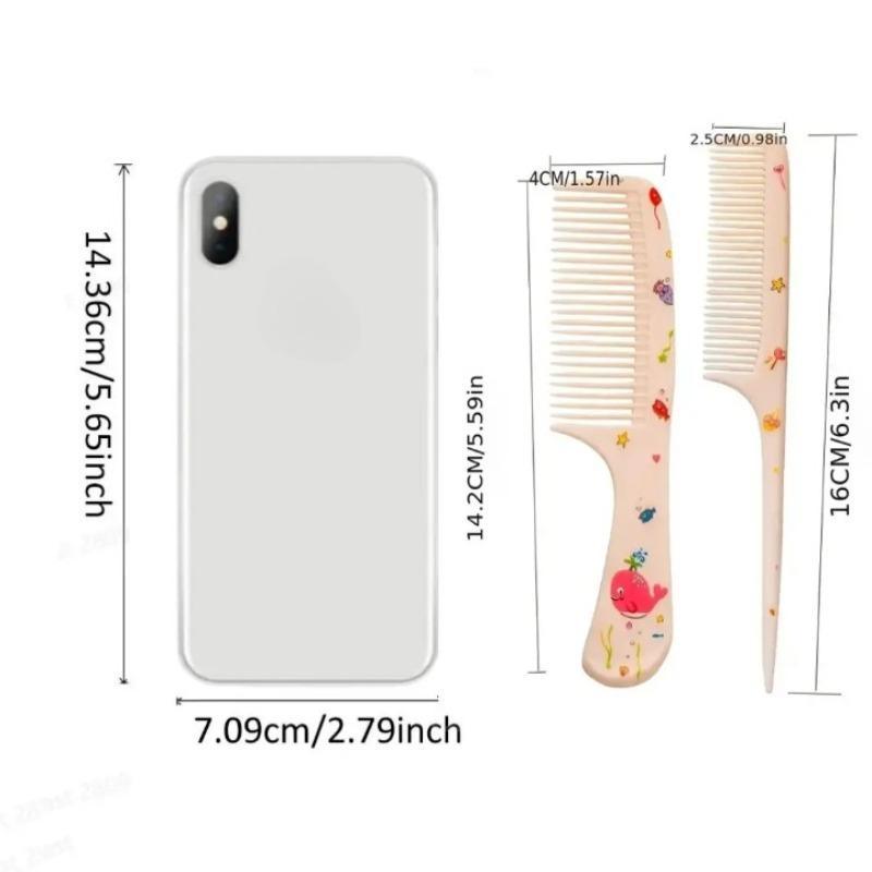 Cartoon Print Cute Hair Styling Comb, 1 Count Hair Styling Comb Set, Wet Dry Wide Tooth Hair Comb & Pointed Tail Hair Comb for Boys Girls Kids, Christmas Gift