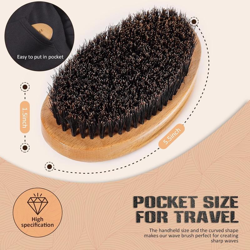 Wave Brush for Men - Beech  & Black  for Cultivating Beards, Hair Waves, and Wolfing