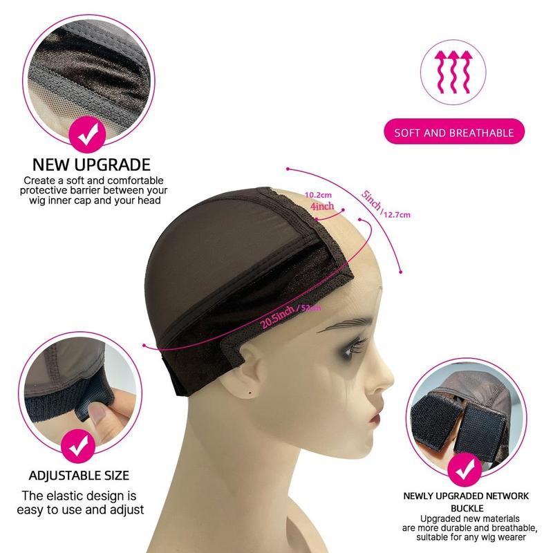 Wig Cap with Grip Band for Keeping Wigs in Place, 1 Count Adjustable Dome Mesh Cap with Showing Off Ears, Non Slip Cap Let Wig Be Glueless, Christmas Gift