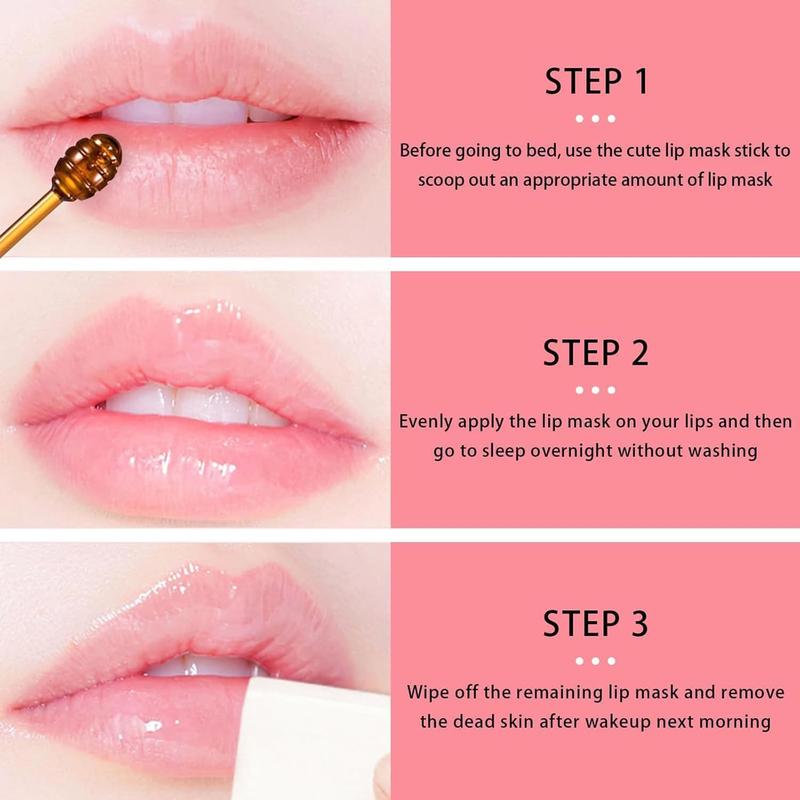 1 PCS Bee Lip Balm Lip Mask Honey Pot, Mint Moisturizing Sleeping Lip Mask Overnight with Sticks, Lip Balm Honey Pot Lip Balm Hydrating Prevention Dry and Crack Lip Scrubs Exfoliator