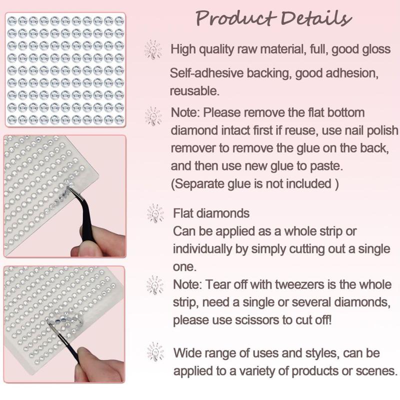 1792 pcs self-adhesive face gems (3 4 5 6 mm) for eyes, body, and nails. Includes crystal stickers and a pick-up tweezer for easy application.