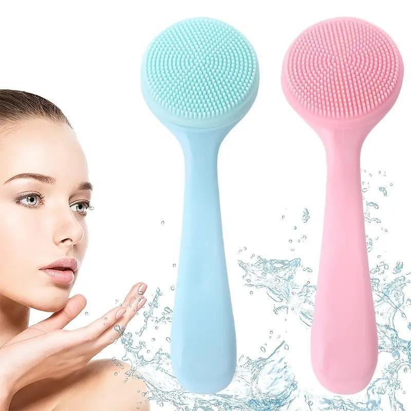 Silicone Facial Cleansing Brush for Women, 2 Counts Comfort Soft Face Scrubber Brush for Daily Use, Face Deep Cleaning & Massage Tool, Summer Skin Care Tool, Fall Gift, Night Routine, Christmas Gift