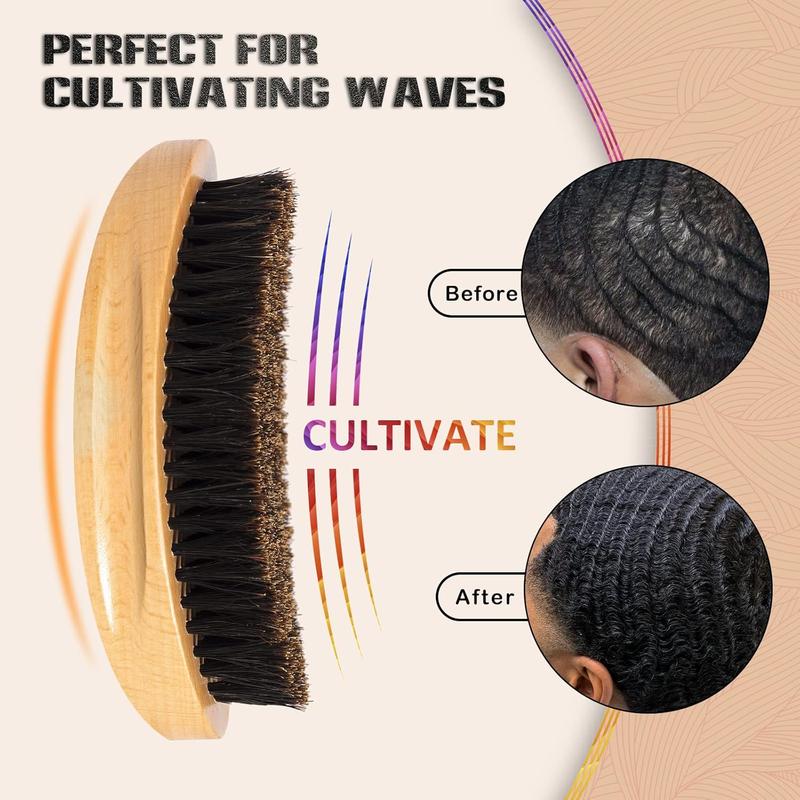 Wave Brush for Men - Beech  & Black  for Cultivating Beards, Hair Waves, and Wolfing