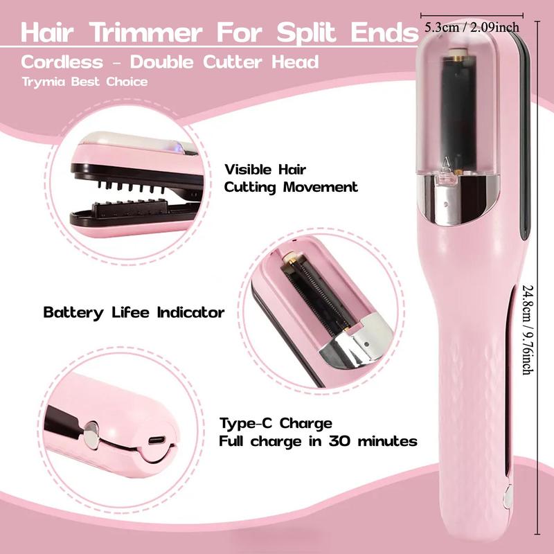 2 in 1 Hair Straightener Trimmer, 1 Set USB Rechargeable Hair Clipper for Women, Portable Hair Styling Tool for Home & Travel