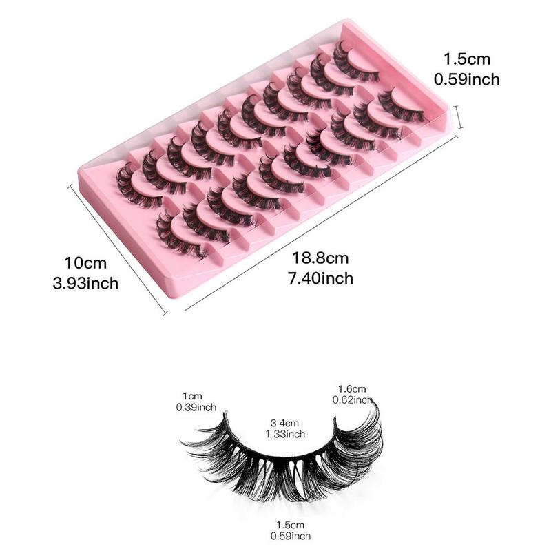 Fluffy Natural False Eyelashes for Lash Extensions, 10 Pairs Thick Curly Faux Eyelashes, Natural Curling Full Volume Cluster Lashes for Lashes Extensions