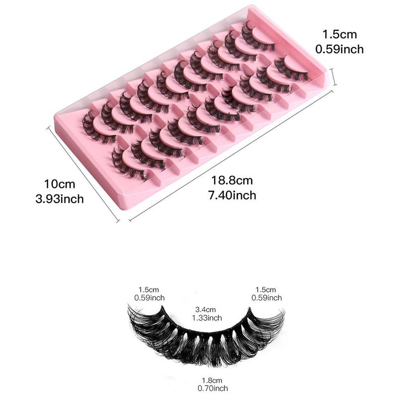 Fluffy Natural False Eyelashes for Lash Extensions, 10 Pairs Thick Curly Faux Eyelashes, Natural Curling Full Volume Cluster Lashes for Lashes Extensions