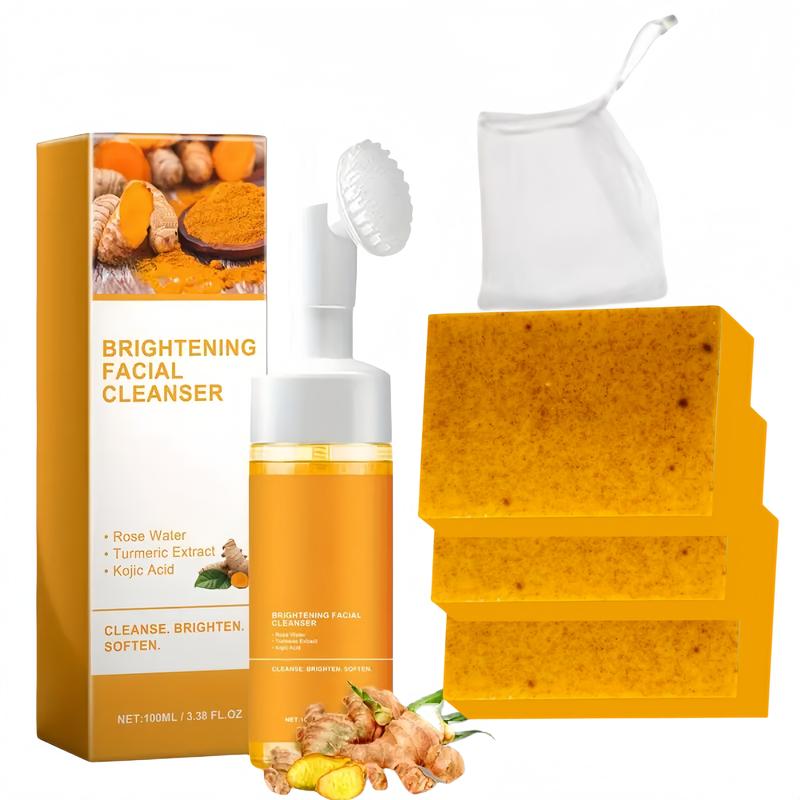 Turmeric Wash and Care twoPieceSet, TurmericCleansing Mousse,Turmeric SoapFacial CleansingSkincare FacialCleansing CleanserFacial Vash Facial Wash Comfort soap