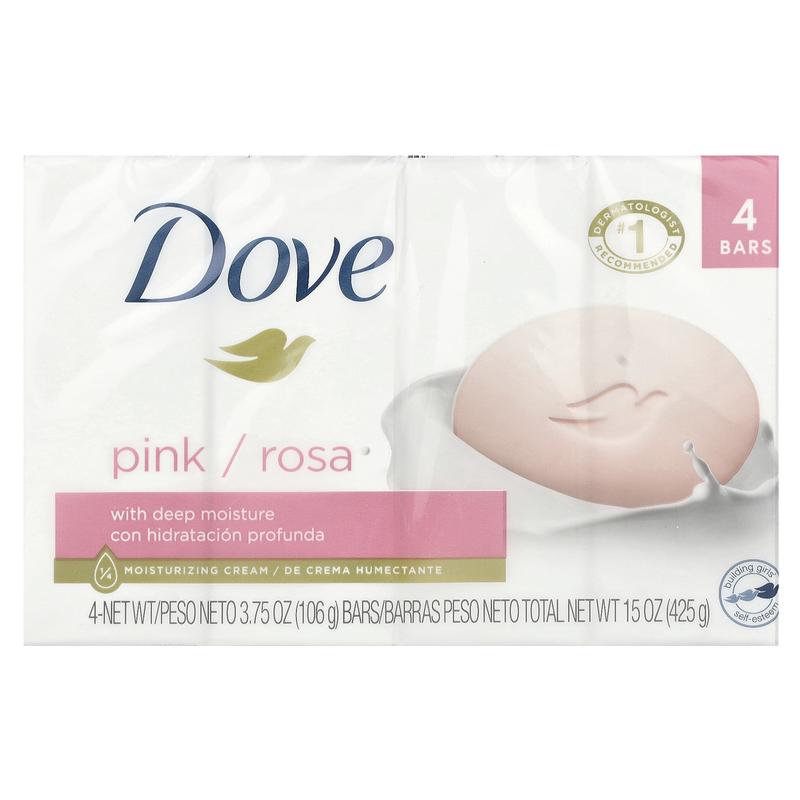 Dove Beauty Bar Soap with Deep Moisture, Pink, 4 Bars, 3.75 oz (106 g) Each