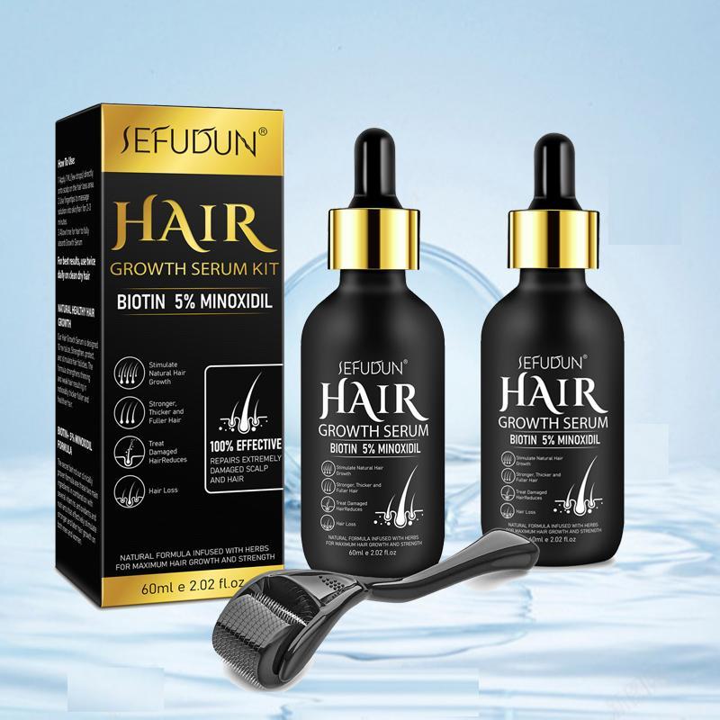 2 Minoxidil Hair Sprays & 1 Microneedle Roller Kit, 3 Counts set Moisturizing Hair Care Spray for Making Thin Hair Look Thicker, Haircare Products