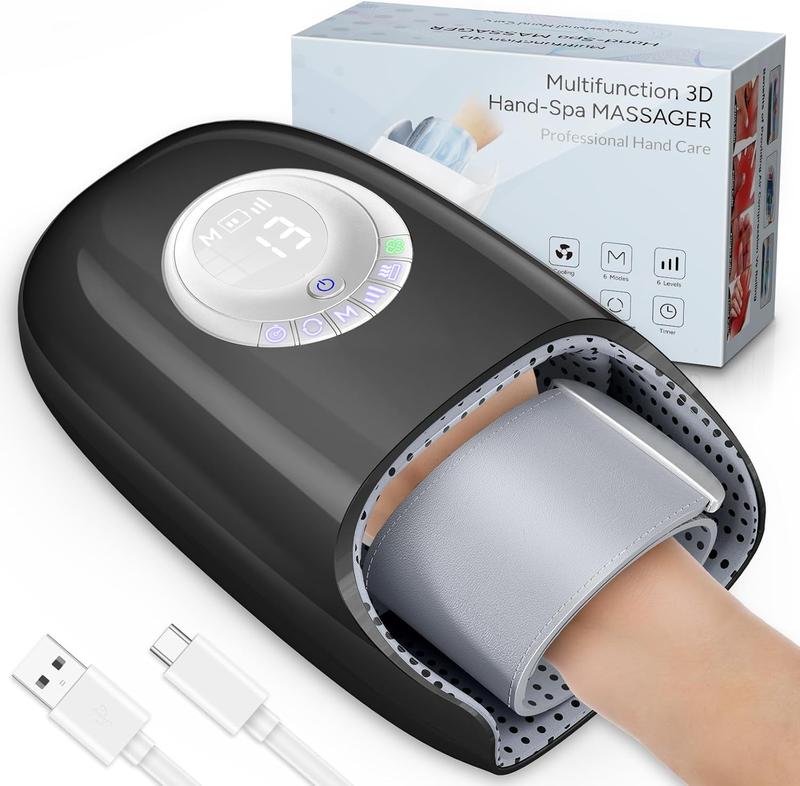 Portable Hand Massager with Comfort Heat , Adjustable Settings, 6 Levels Pressure Point Therapy, Men & Women - Ideal for Black Friday, Thanksgiving, Christmas, Birthdays & More