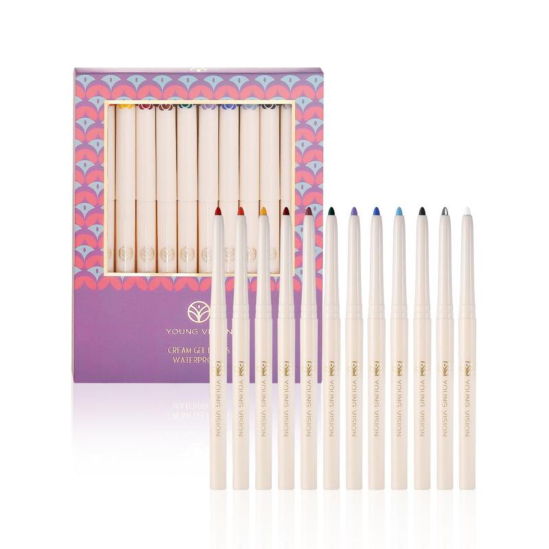 12pcs set Waterproof Long Lasting Gel Eyeliner, Quick Drying Eyeliner Pen with Precise Tip & Comfortable Grip