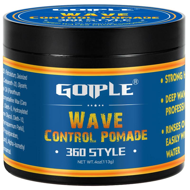 Natural Wave Pomade for Black Men - 360 Waves Hair Cream with Strong Hold, Easy Wash, and Hydrating Formula for Defined Waves