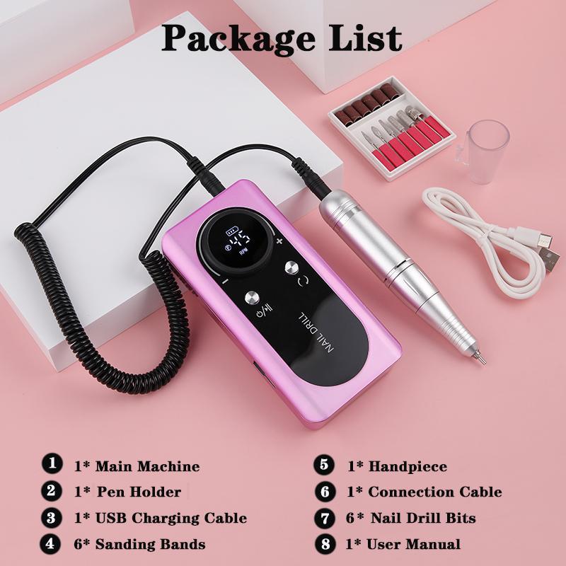 Electric Nail Drill Kit, 1 Set 45000rpm Professional Nail Art Polisher Sets for Home Salon Use, Nail Drilling Machine, Nail Drill Bits, Dynamic Nail Supply, Nail Equipment, Nail Supplies, Electric Callus Remover, Stocking Fillers Gift, Christmas Gift