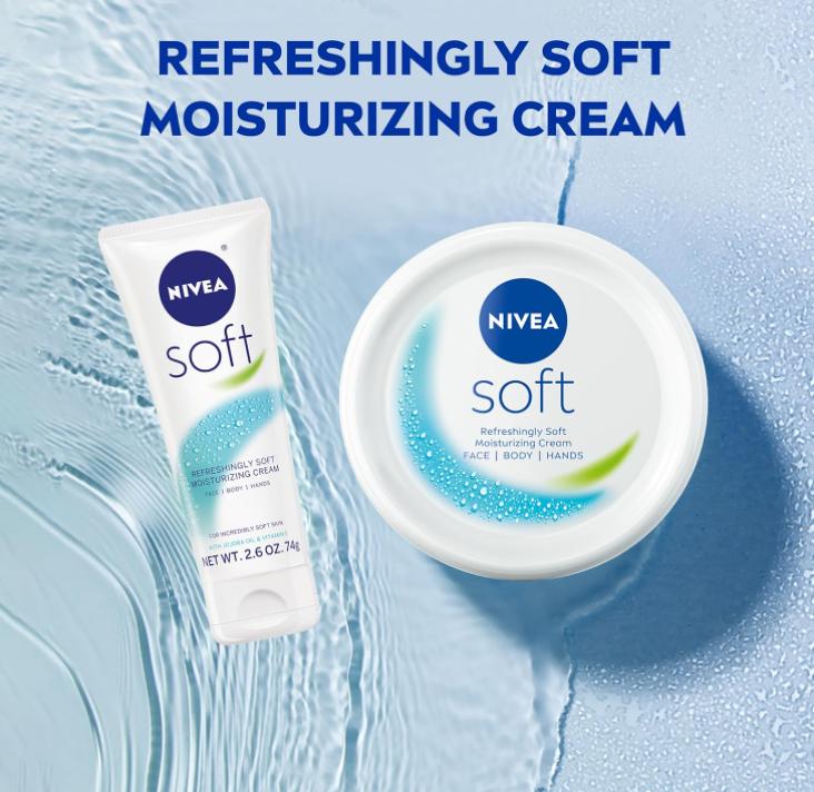 NIVEA Soft, Refreshingly Soft Moisturizing Cream, Body, Hand, Face Cream, Body Care Lotion 16Oz Jar-Crema suave Moisture Moisturizer Hand Cream Jojoba