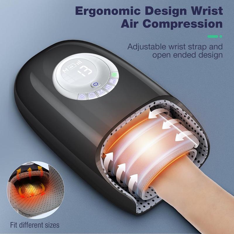 Portable Hand Massager with Comfort Heat , Adjustable Settings, 6 Levels Pressure Point Therapy, Men & Women - Ideal for Black Friday, Thanksgiving, Christmas, Birthdays & More