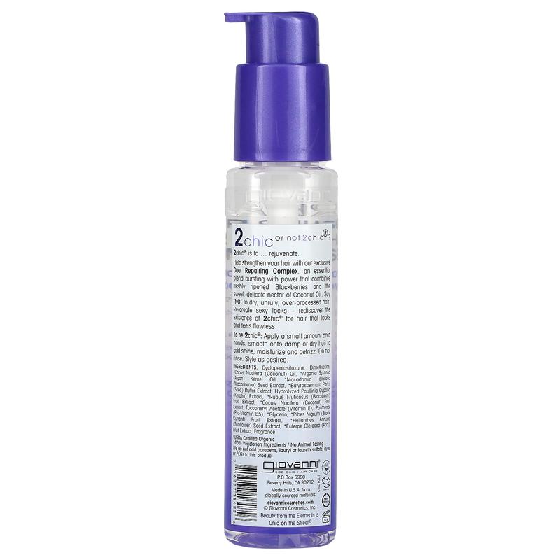 Giovanni 2chic, Repairing Super Potion Hair Oil Serum, Blackberry + Coconut Oil, 2.75 fl oz (81 ml)