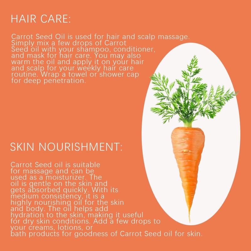 Carrot Seed Oil, Natural & Gentle Essence Oil, Cold Pressed Carrot Seed Oil, Body Oil for All Skin Types, Skin Care Product for Women & Men