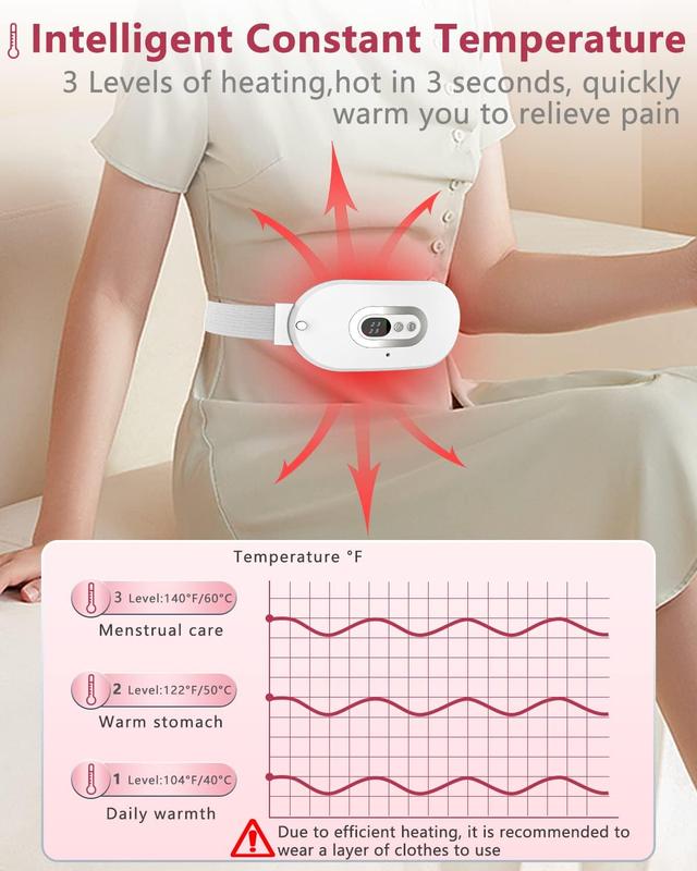 Heating Pad for Period Cramps Stomach Back Pain Relief, Portable Cordless Menstrual Heating Pad, Belt Wearable Gifts for Women Teen Girls