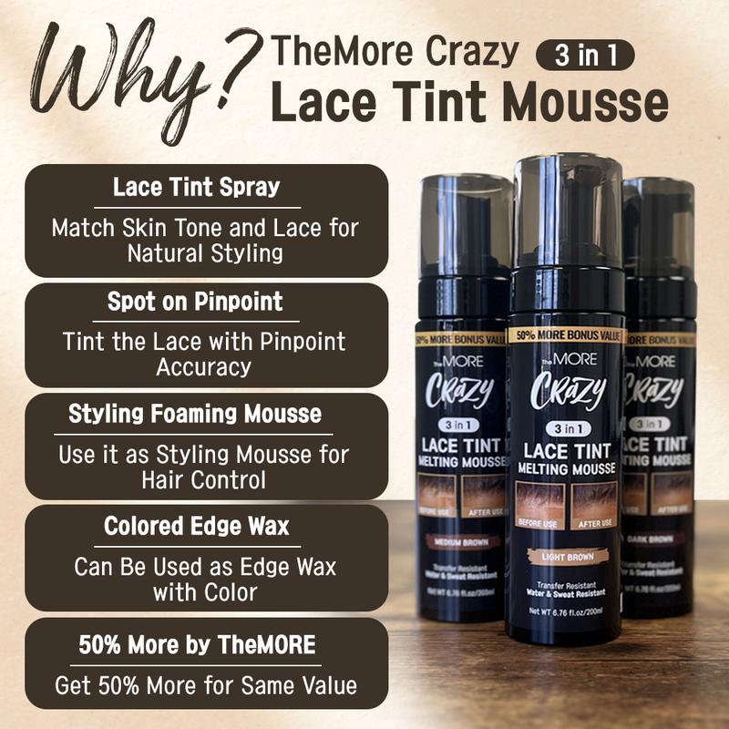 TheMORE Crazy 3 in 1 Lace Tint Mousse for Lace Wigs