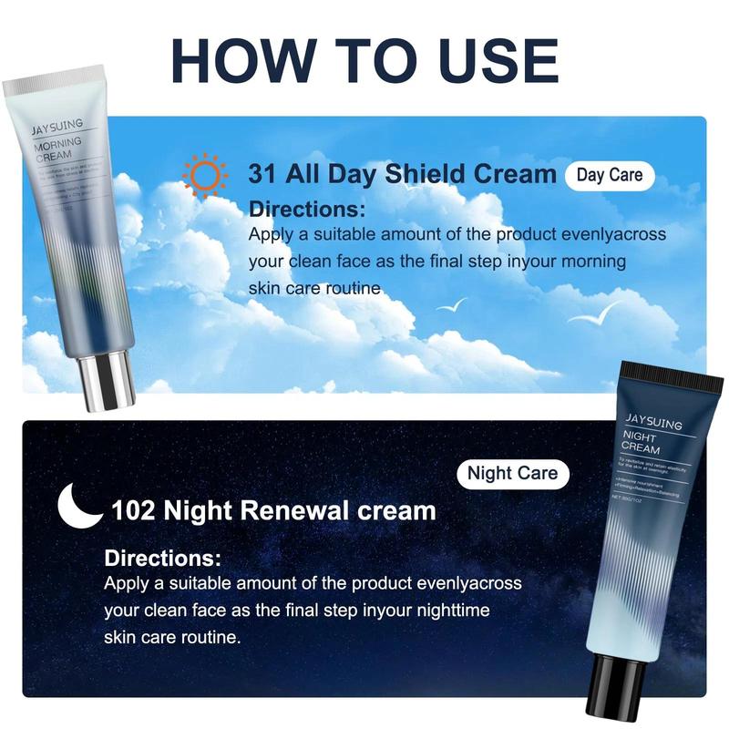 Day & Night Cream, 2 Counts box Moisturizing Firming Skin Care Cream, Hydrating Face Skin Care Product for Women & Men, Christmas Gift