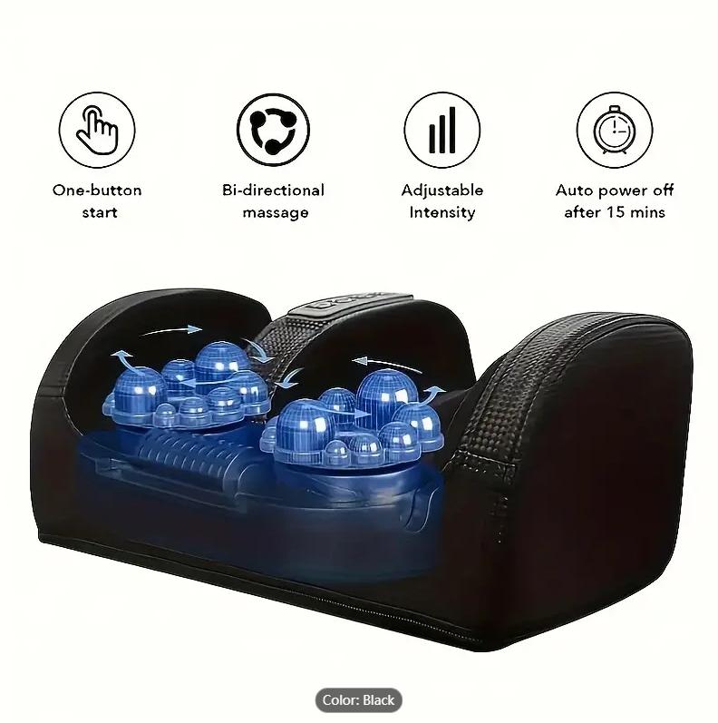 Foot Massager, Perfect for Athletes Foot, Muscle Fatigue, Promotes Blood Circulation, Relaxation with Compression - Black Foot Massager With Heating, Relaxation