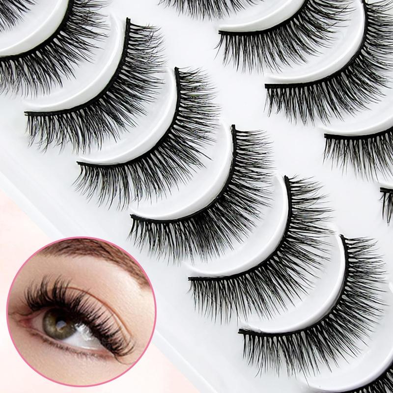 Fluffy False Eyelashes, Natural Curling Eye Makeup Strip Lashes, Volumized False Eyelashes for Eye Makeup Enhancement, Individual Lashes Kit