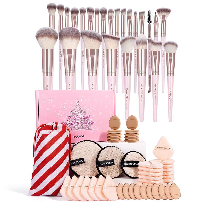 Makeup Tool Set, 69pcs set Makeup Brush & Powder Puff & Storage Bag & Makeup Remover Puff, Professional Makeup Tools for Women, Makeup Gift Set