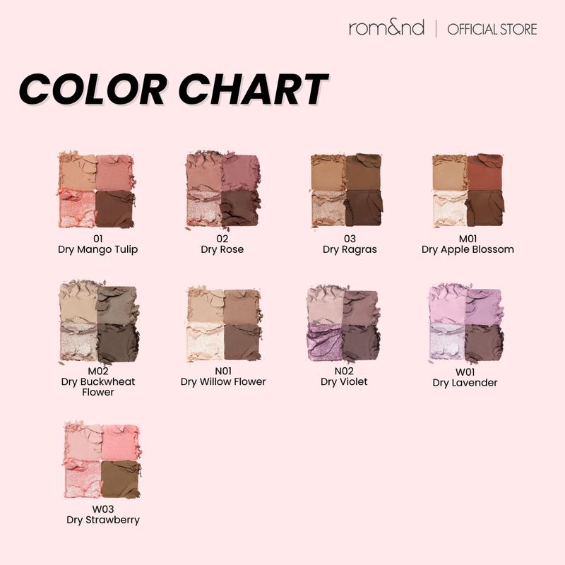 [rom&nd Official Shop] rom&nd Better Than Eyes 50g, Matte Quad Eyeshadow, Non-Creasing Formula, A four-step eyeshadow, Long-Lasting daily palette