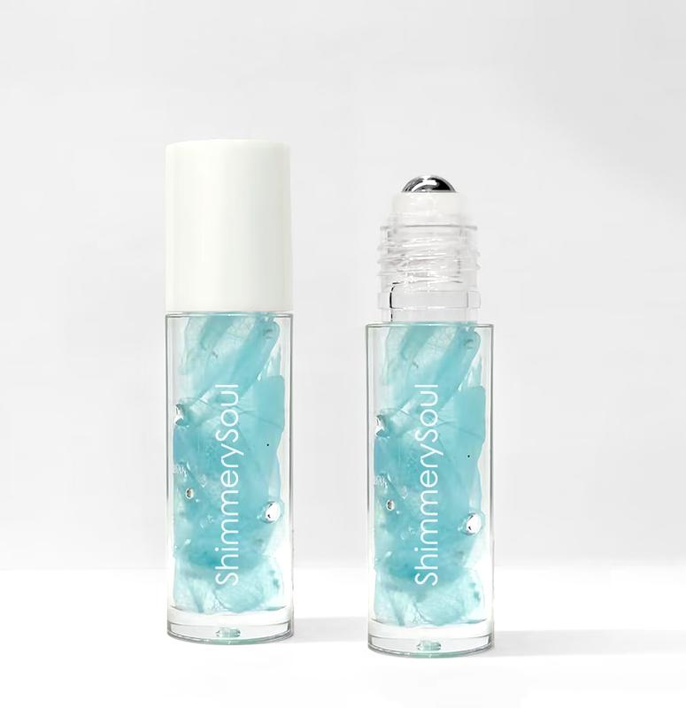 ShimmerySoul  Lip oil Roll-On Lip Oil, free shipping, hydrating moisturizing all day,  Hydrate Formula with Vitamin Oils, Moisturizer  Moisture lip balm, flower petals roller design, Comfort non-sticky lip care, shiny colorless glam lite soft lip lip glow