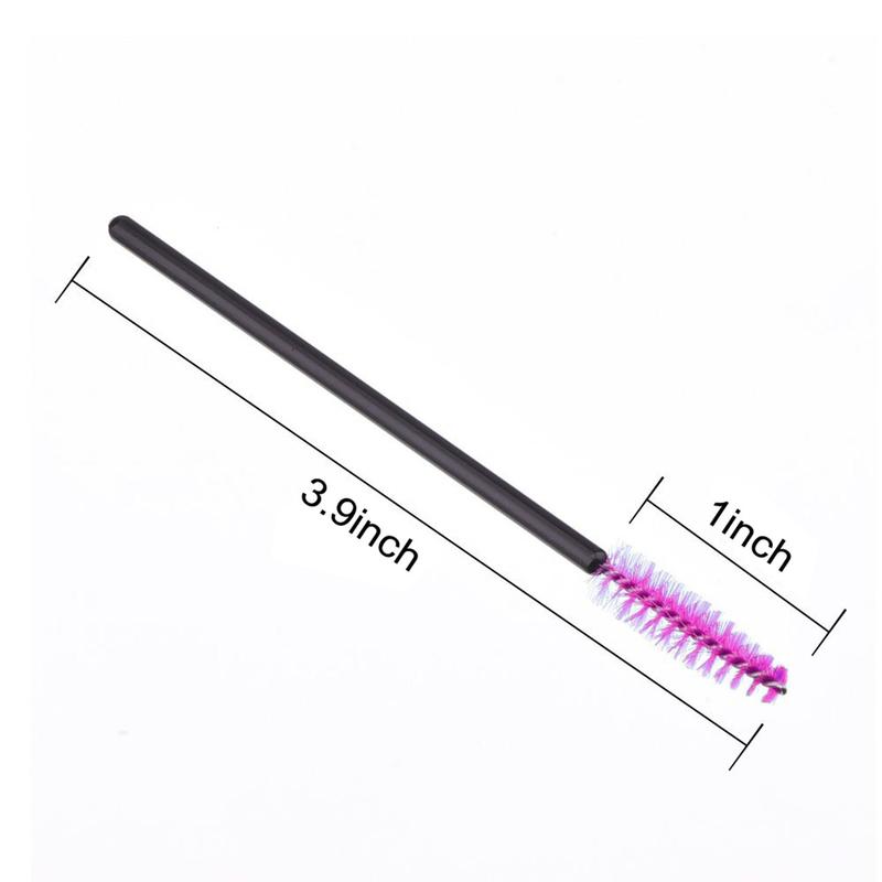 200 count Disposable Eyelash brush Mascara Wands Spoolies for Eye Lash Extension, Eyebrow and Makeup (Black&Rose red)