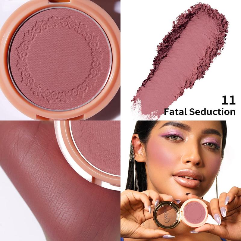 OULAC Blush  Powder Mauve| Natural  Blush Cool Tone Skin Light Meidum | Buildable & Light Weight Smooth| Cruelty-Free Blush Vegan | 4.8g 11 Fatal Seduction