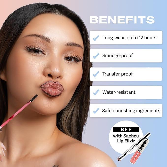 Sacheu Lip Liner Stay-N - Peel Off Lip Liner Tattoo, Peel Off Lip Stain, Long Lasting Lip Stain Peel Off, Infused with Hyaluronic Acid & Vitamin E, For All Skin Types, MUAH-ve