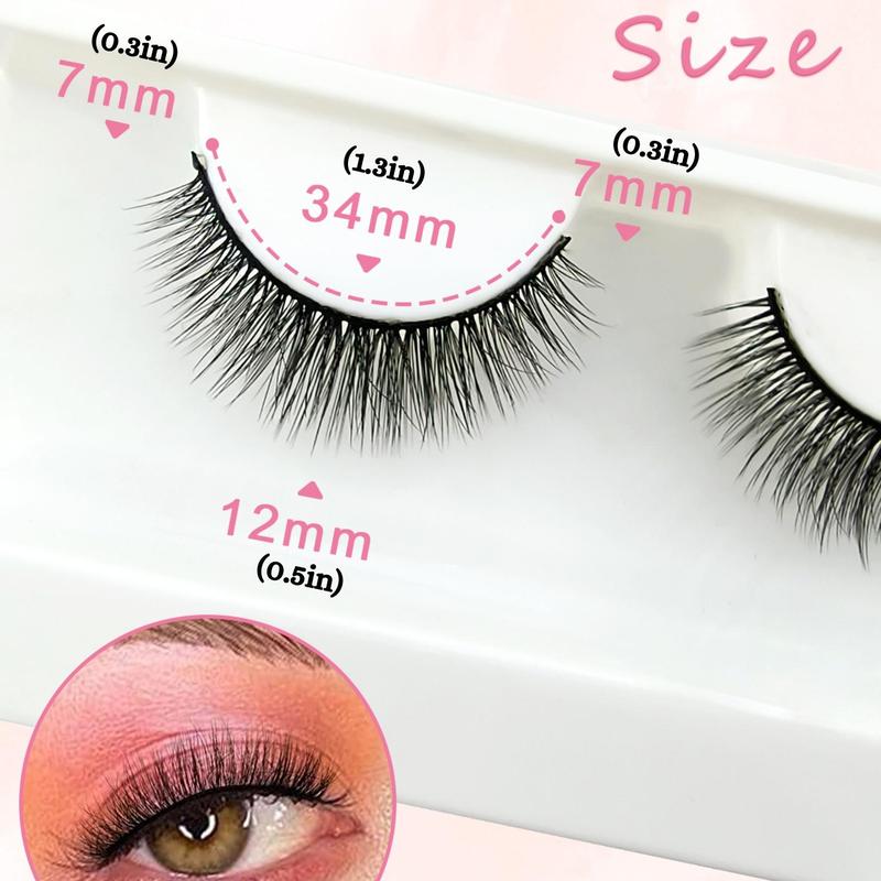 Fluffy False Eyelashes, Natural Curling Eye Makeup Strip Lashes, Volumized False Eyelashes for Eye Makeup Enhancement, Individual Lashes Kit