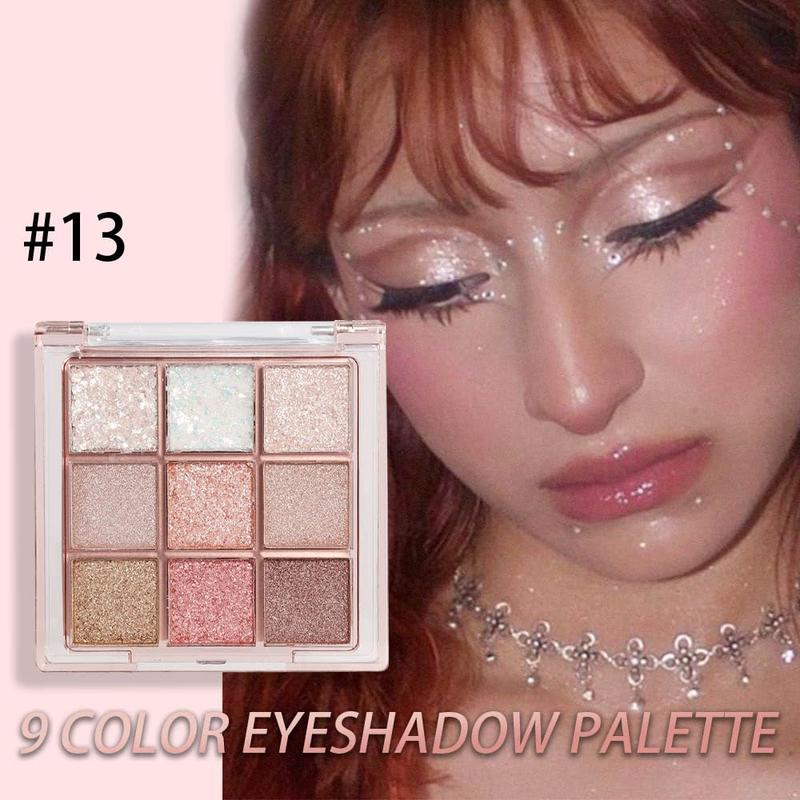 9Colors  Eyeshadow Palette,Pink White Gold  Shimmer Sparkly Eye Shadow Palette ,Warm Pastel Eyeshadows Palette Long Lasting Waterproof Naturing-Looking Women Girls Eye Shadow