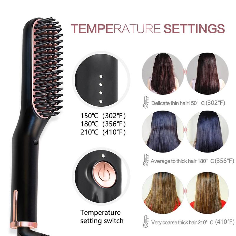 Electric Straight Hair Brush, Comfort Portable Rechargeable Beard Straighteners, Straightener Brush, Hair Styling Tools, Men's Personal Care Appliances for Daily Use, Beachwaver Curler, Christmas Gifts for Men