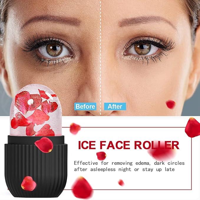 Ice Face Roller for Naturally Conditioning and Skin Care, De-Puff Eye Bags, and Reduce Migraine Pain - Black - Comfort