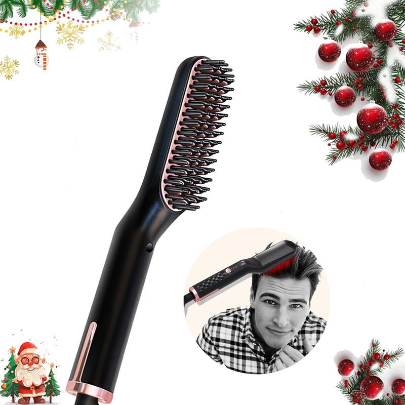 Electric Straight Hair Brush, Comfort Portable Rechargeable Beard Straighteners, Straightener Brush, Hair Styling Tools, Men's Personal Care Appliances for Daily Use, Beachwaver Curler, Christmas Gifts for Men