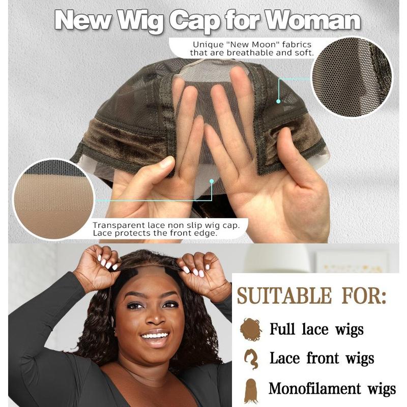 Wig Cap with Grip Band for Keeping Wigs in Place, 1 Count Adjustable Dome Mesh Cap with Showing Off Ears, Non Slip Cap Let Wig Be Glueless, Christmas Gift