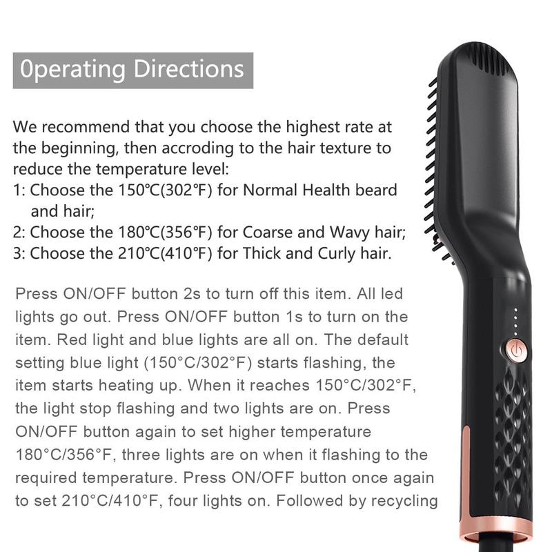 Electric Straight Hair Brush, Comfort Portable Rechargeable Beard Straighteners, Straightener Brush, Hair Styling Tools, Men's Personal Care Appliances for Daily Use, Beachwaver Curler, Christmas Gifts for Men