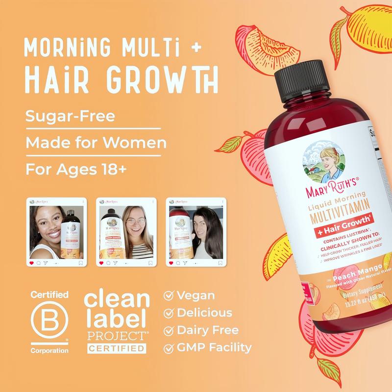 Liquid Multivitamin + Hair Growth Formula, Potent for Thicker Hair, Minimize Wrinkles & Fine Lines, Anti-Aging Skin & Hair Solution, Enriched with B Vitamins Healthcare