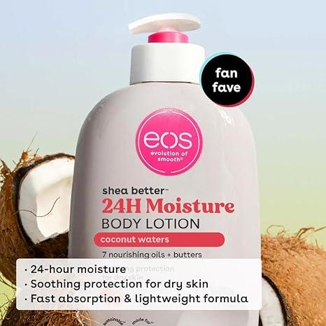 eos Shea Better Body Lotion- Coconut Waters, 24-Hour Moisture Skin Care, Lightweight & Non-Greasy, Made with Natural Shea, Vegan, 16 fl oz