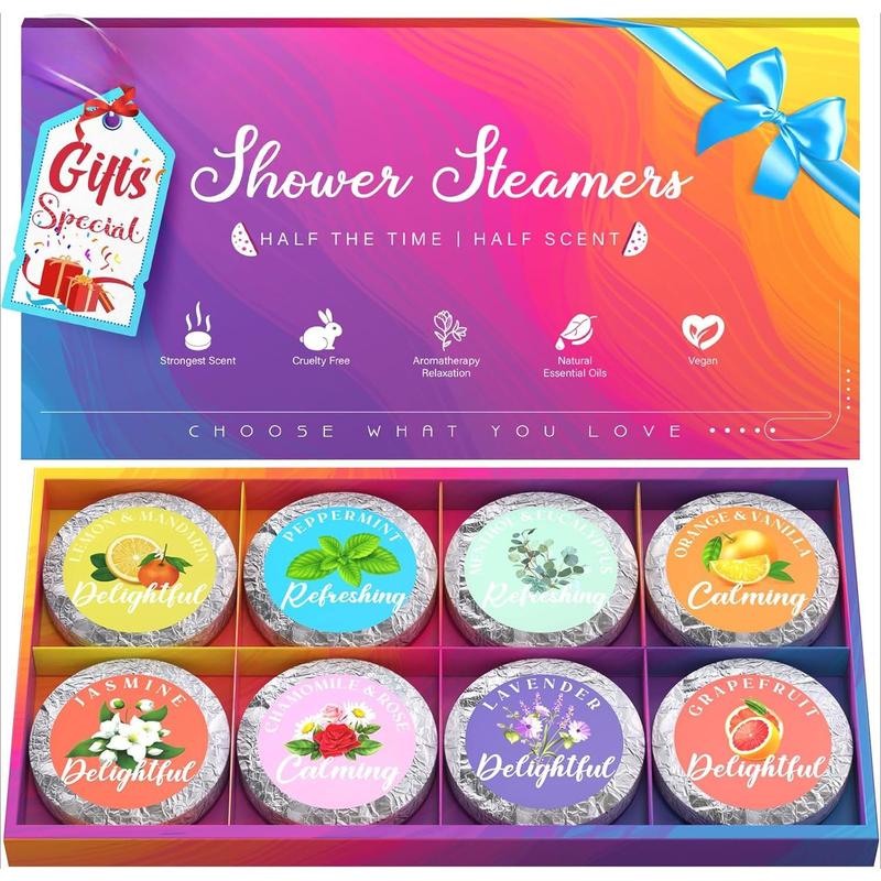 Shower Steamers Aromatherapy -8 Pack Gifts for Women, Mom, Men, Stocking Stuffers Birthday Gifts Basket, Self Care Shower Bombs with Natural Essential Oil, Relaxation Stress Relief Home Spa