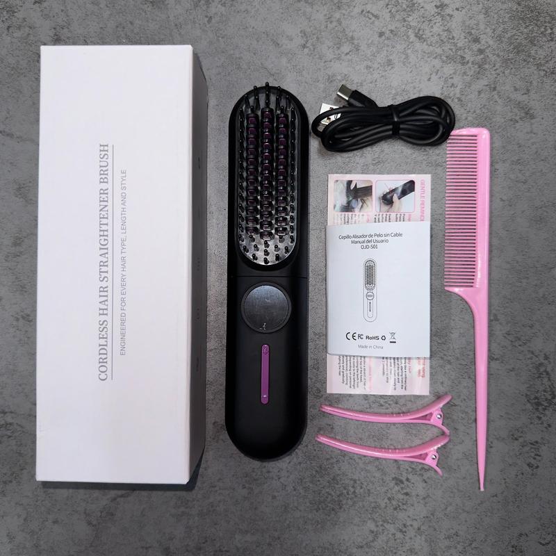 Comfort Wireless Portable Hair Straightener Curler, USB Rechargeable Hair Iron, Multi-functional Styling Tool for Home School Office, Halloween & Christmas Gift