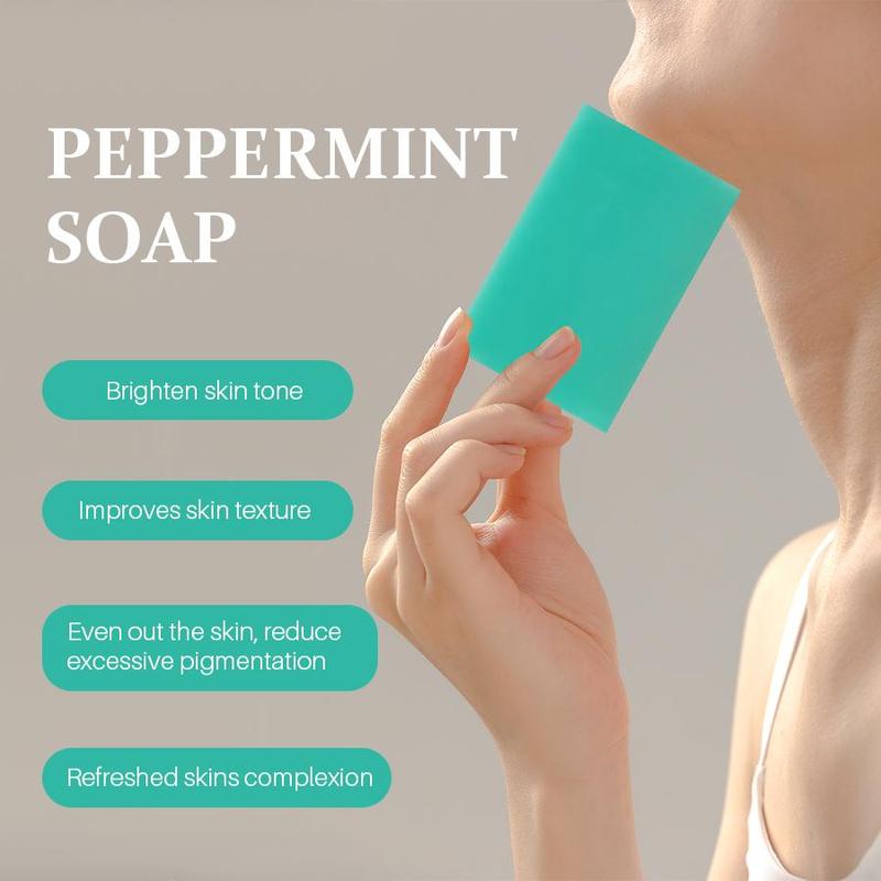 Peppermint Soap Bar, 4 Counts Deep Cleansing Soap Bar, Moisturizing Body Wash Soap for Face & Body, Body Care Product for Daily Use