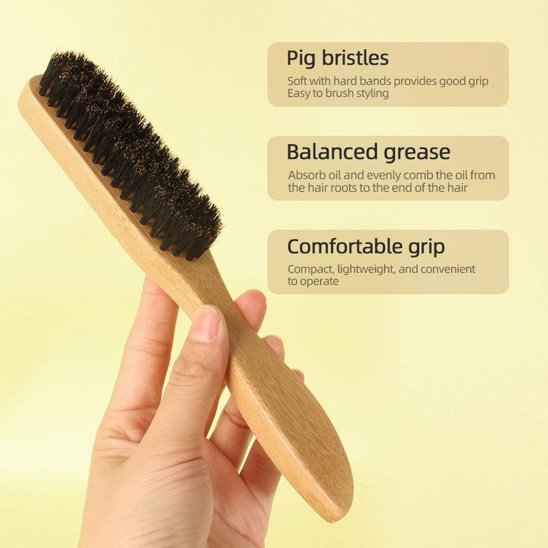 Bamboo Handle Hair Brush, 1 Count Professional Hair Styling Tool, Soft Bristles Hair Comb For Men, Heatless Styling Tool For Home & Salon Use, Christmas Gift