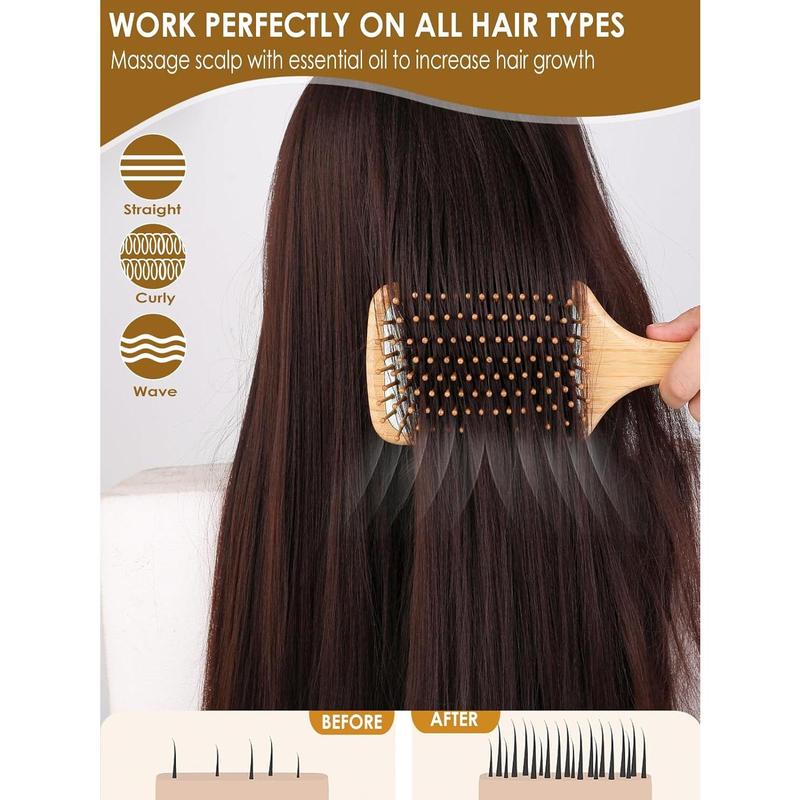 Hair Brush-Bamboo Wood Paddle Brush for Women Men Massaging Scalp Increase Hair Growth