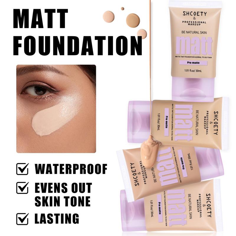 Long-lasting Matte Liquid Foundation, Natural Concealer Foundation, Moisturizing Full Coverage Flawless Makeup Cream, Brightening Makeup Product for Women