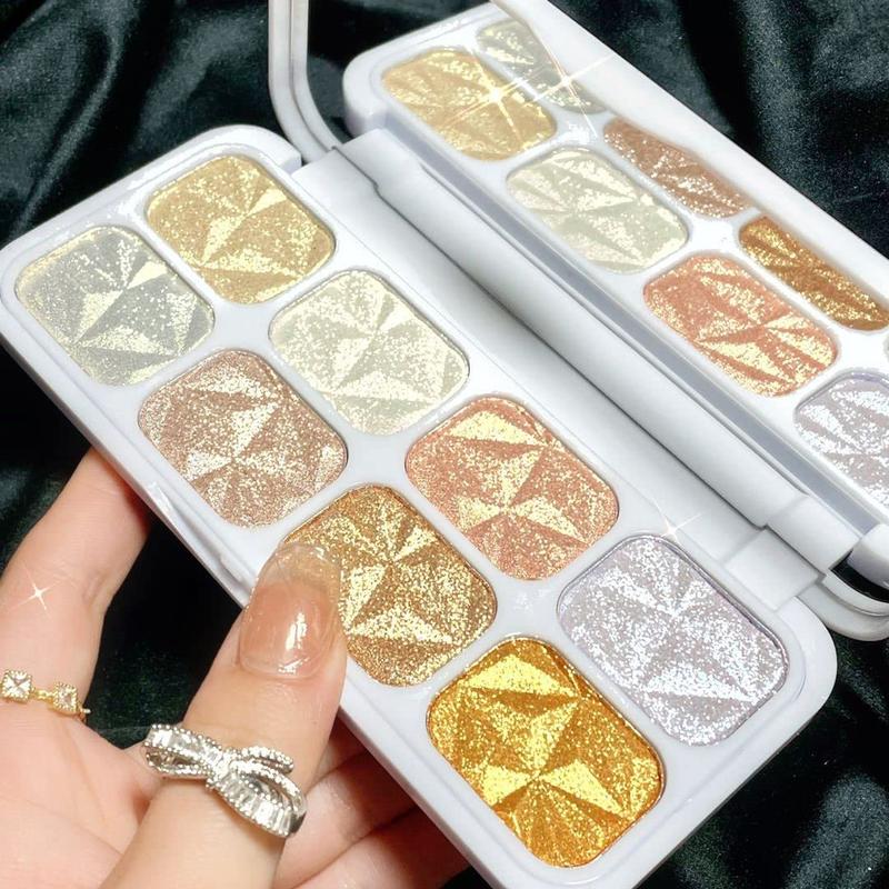 8 Colors Highlighter Makeup Palette for Face Highlighters & Luminizers iluminadores de maquillaje profesional Gold Cheek Diamond Shimmer Stick Glitter Contour Bronzer and Highlighter Palette