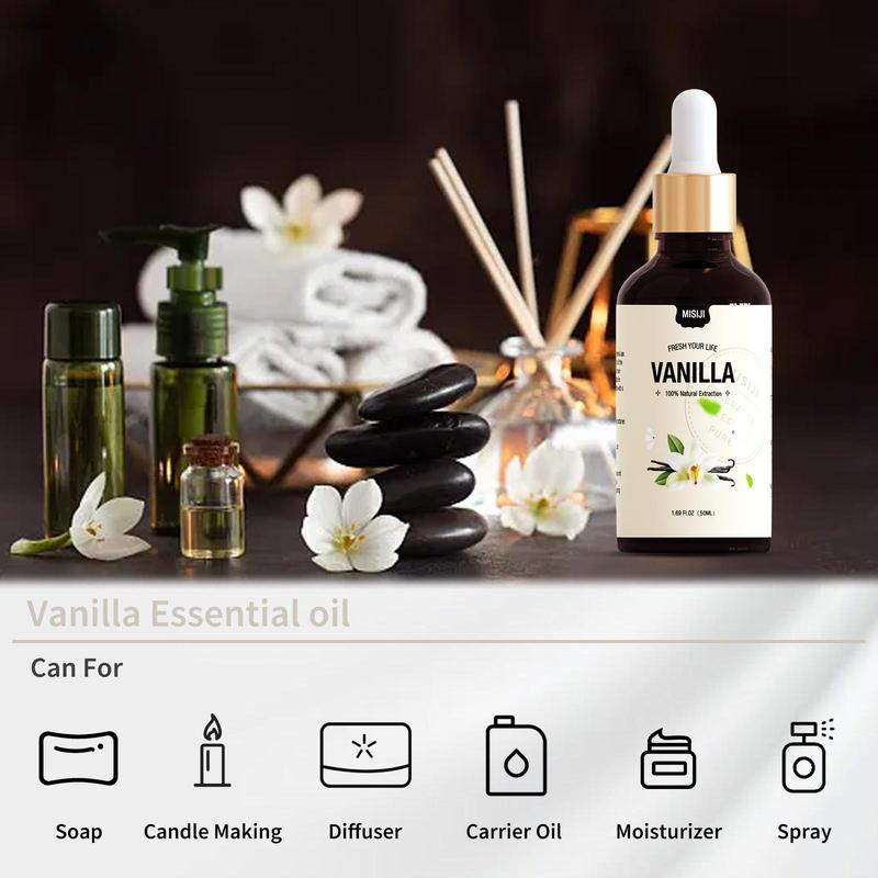 50ml Vanilla Essential Oil, Natural Extract Essential Oil, Home Fragrance for Home Spa, Aromatherapy Essential Oil for Relaxation & DIY Soap & Candle