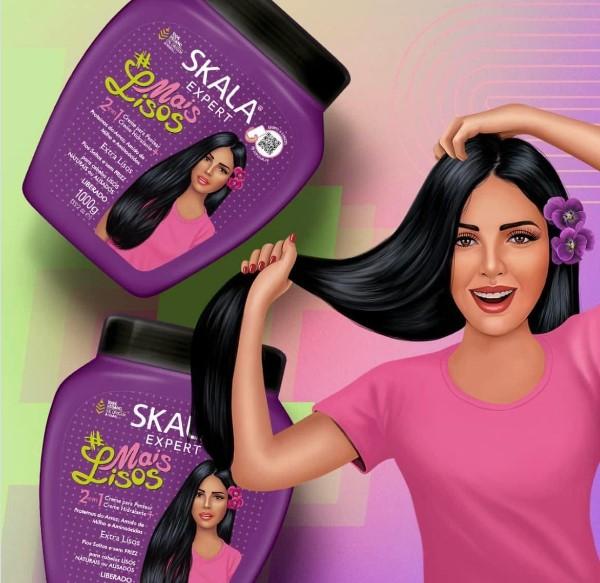 SKALA Expert Collection (Mais Lisos) - Extra Straight 2 in 1 Treatment Cream. Straight without Frizz   Enriched withVitamin e and D-Panthenol   With Rice Proteion, Corn Starch and Aminoacids   Net 35.2Oz (1000g) Conditioner Haircare